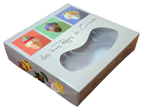 Caja para roscón de reyes 28x28x8 con ventana (50/u)